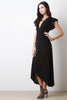 Flared Sleeve Self Tie Surplice Dress