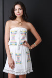 Strapless Embroidered Fringe Dress