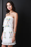 Strapless Embroidered Fringe Dress