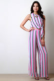 High Waist Relaxed Stripe Wide Leg Pant