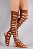 Suede Cutout Lace Up Boot Sandal