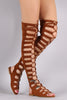 Suede Cutout Lace Up Boot Sandal