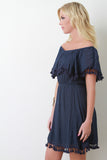 Tassel Ruffle Off-The-Shoulder Dress