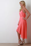 High Low Tulip Hem Chiffon Halter Dress