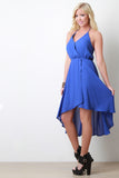 High Low Tulip Hem Chiffon Halter Dress