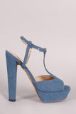 Liliana Ankle Wrap T-Strap Platform Chunky Heel