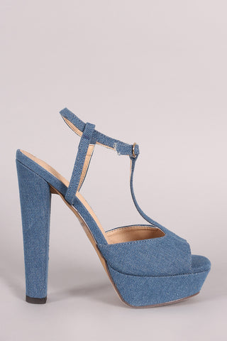 Liliana Ankle Wrap T-Strap Platform Chunky Heel