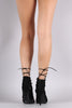 Anne Michelle Nubuck Caged Lace Up Stiletto Heel