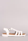 Bamboo Strappy Lug Sole Flat Sandal