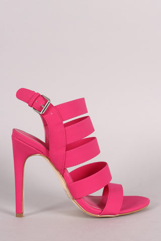 Nubuck Strappy Ladder Up Slingback Heel