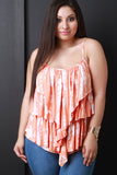 Tie Dye Tiered Ruffle Sleeveless Top