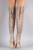 Patent Caged Back Lace-Up Over-The-Knee Stiletto Boots