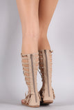 Suede Fringe Lace-Up Gladiator Flat Sandal