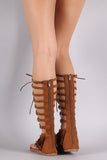 Suede Fringe Lace-Up Gladiator Flat Sandal