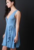 Solid Surplice Wrap Mini Dress