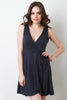 Solid Surplice Wrap Mini Dress