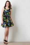 Floral Print Sleeveless Skater Dress