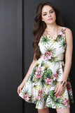 Floral Print Sleeveless Skater Dress