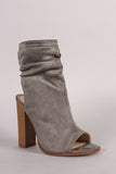 Liliana Suede Slouchy Open Toe Chunky Heel Boots