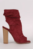 Liliana Suede Slouchy Open Toe Chunky Heel Boots