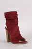 Liliana Suede Slouchy Open Toe Chunky Heel Boots