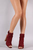 Liliana Suede Slouchy Open Toe Chunky Heel Boots