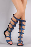 Denim Strappy Gladiator Flat Sandal