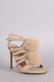 Shoe Republic LA Nubuck Strappy Pom Pom Stiletto Heel