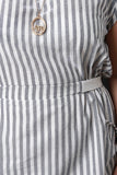 Relaxed Pinstripe Short Sleeve Dress