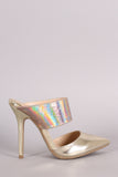 Wild Diva Lounge Hologram Two-Piece Pointy Toe Stiletto Pump