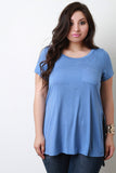 Scoop Neck High Low Hem Pocket Tee