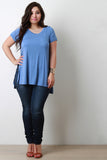 Scoop Neck High Low Hem Pocket Tee