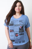 Fashion Newsletter Graphic Print Cold Shoulder Tee