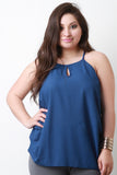 Semi-Sheer Keyhole Sleeveless Top