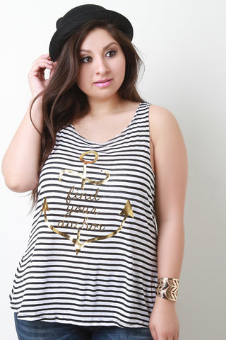 Find Your Anchor Graphic Print Stripe Top