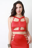 Cut-Out Panel Mock Neck Crop Top