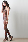 Tribal Print Semi-Sheer Mesh Sublime Jumpsuit