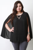 Chiffon Sleeveless Cape Necklace Top