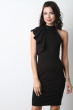 Asymmetrical Mock Neck Bodycon Dress