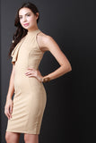 Asymmetrical Mock Neck Bodycon Dress