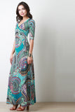 Abstract Paisley Print Maxi Dress