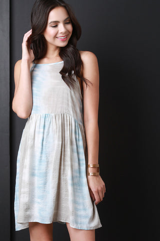 Tie Dye Sleeveless Apron Mini Dress