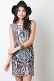 Tribal Semi-Sheer Mesh Sleeveless Mini Dress