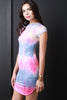 Tie Dye Cap Sleeves Mini Dress