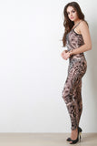 Semi-Sheer Mesh Tribal Print Cami Jumpsuit