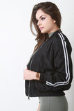 Double Stripe Sleeve Bomber Jacket