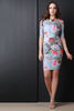 Square Neckline Floral Print Body Con Dress