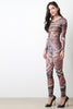 Abstract Geometric Tribal Print Mesh Jumpsuit