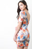 Floral Deep V-Back Mini Bodycon Dress