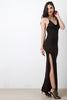 Solid Deep V High Slit Maxi Dress